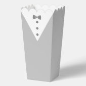 Tuxedo Popcorn Boxes met Zwarte Tuxedo Das Bedankdoosjes (Achterkant)
