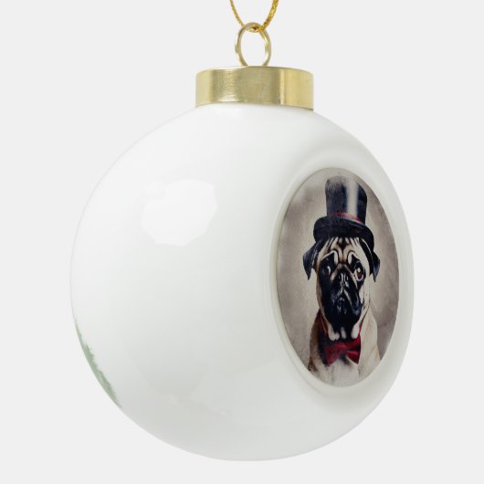  Tuxedo Pug Keramische Bal Ornament (Links)