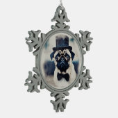 Tuxedo Pug Tin Sneeuwvlok Ornament (Links)