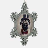 Tuxedo Pug Tin Sneeuwvlok Ornament (Links)