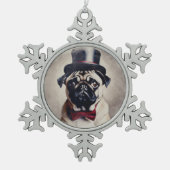 Tuxedo Pug Tin Sneeuwvlok Ornament (Voorkant)
