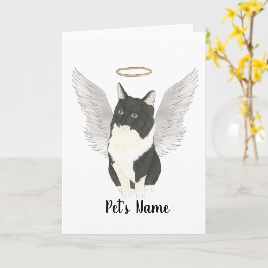 Tuxedo Ragamuffin Huisdier Medium Kat Sympathie Kaart (Gele Bloem)