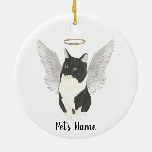 Tuxedo Ragamuffin Kat Sympathie Herdenking Keramisch Ornament (Achterkant)