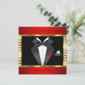 Tuxedo Red Gold Black Stropdas Formele partij Kaart (Staand voorkant)