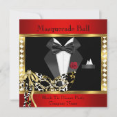 Tuxedo Red Gold Black Stropdas Masquerade Ball Kaart (Voorkant)