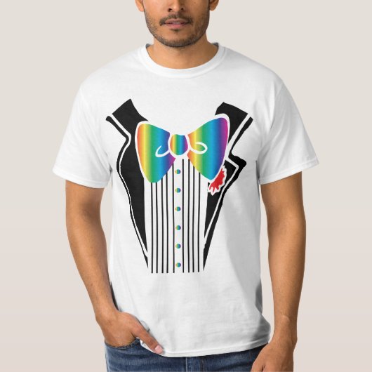 Tuxedo - Regenboog Stropdas T-shirt (Voorkant)