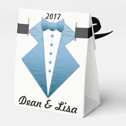 "Tuxedo Revenge" Blue Tux Bedankdoosjes (Achterkant)