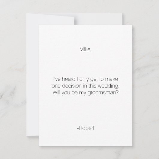 Tuxedo Ring Bearer | Groomsman Kaart (Achterkant)