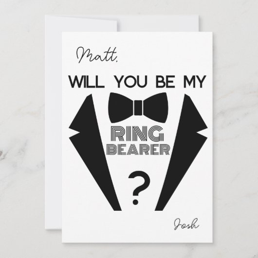 Tuxedo ring drager zwart-wit voorstel kaart (Voorkant)
