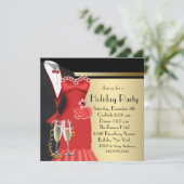 Tuxedo rode jurk elegante kerst kaart (Staand voorkant)