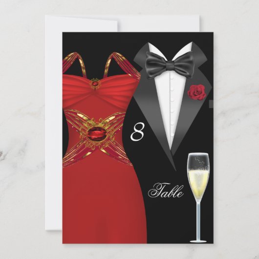 Tuxedo Rode Jurktafel Nummer Zitplaats 2 Kaart (Voorkant)