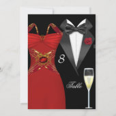 Tuxedo Rode Jurktafel Nummer Zitplaats 2 Kaart (Achterkant)