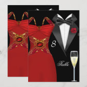 Tuxedo Rode Tafel Nummer Stoel Plaats 2 Kaart (Voorkant / Achterkant)