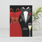 Tuxedo Rode Tafel Nummer Stoelplaats 2 Kaart (Staand voorkant)