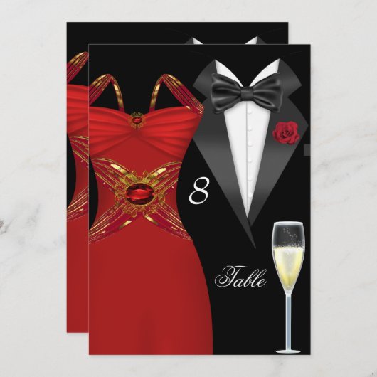 Tuxedo rode tafel nummer zitplaats 2 kaart (Voorkant / Achterkant)