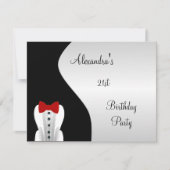 Tuxedo Rood Stropdas 21e Verjaardagsfeest Zwart &  Kaart (Voorkant)