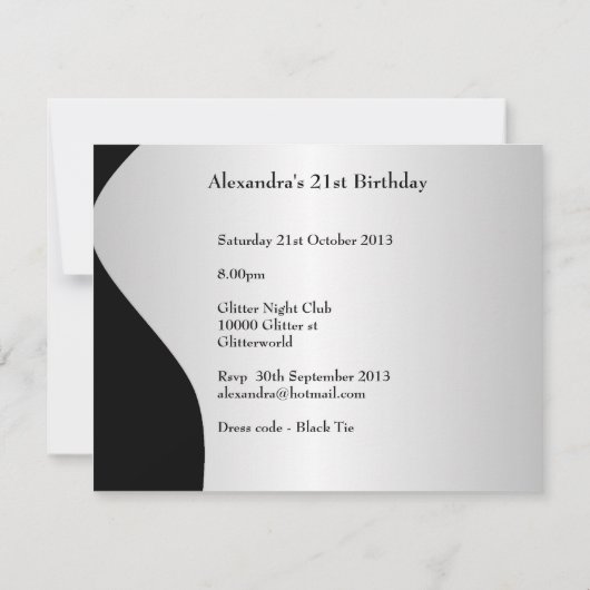 Tuxedo Rood Stropdas 21e Verjaardagsfeest Zwart &  Kaart (Achterkant)