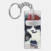 Tuxedo Santa Cat-kerstSleutelhanger Sleutelhanger (Voorkant Links)