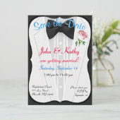 Tuxedo "Save the Date"-uitnodiging Kaart (Staand voorkant)