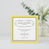 Tuxedo Save the Date - Yellow and Grey on Linen (Staand voorkant)