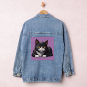TUXEDO SCHATTIGEE KAT ART DENIM JEAN JAS DENIM JACKET (Hangar)