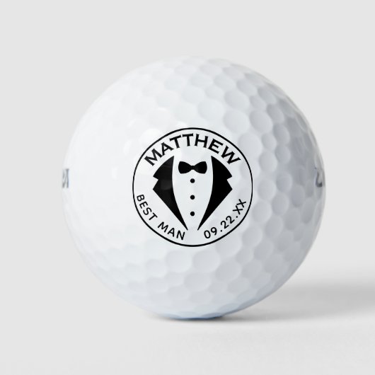 Tuxedo Sjabloon Beste Man Groomsman Golfballen (Voorkant)
