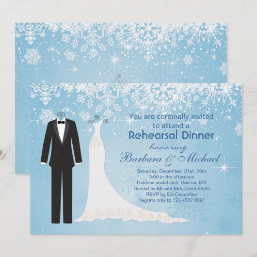 Tuxedo-sneeuwvlokken Kaart (Voorkant / Achterkant)