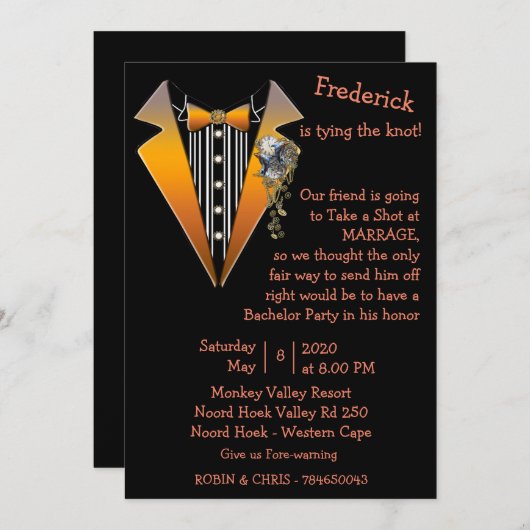 Tuxedo- Steampunk vrijgezellenfeest Kaart (Voorkant / Achterkant)