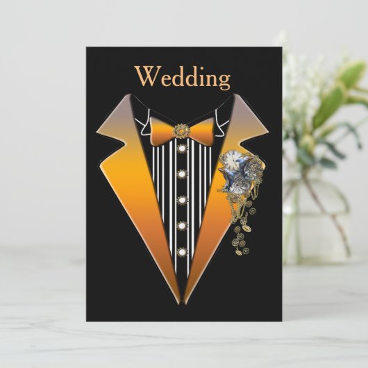 Tuxedo- Steampunk Weddenschap Design Kaart (Staand voorkant)
