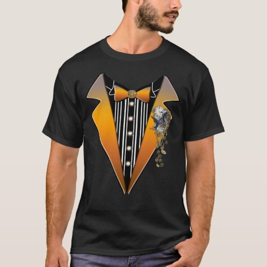 Tuxedo- Steampunk Weddenschap Design T-shirt (Voorkant)