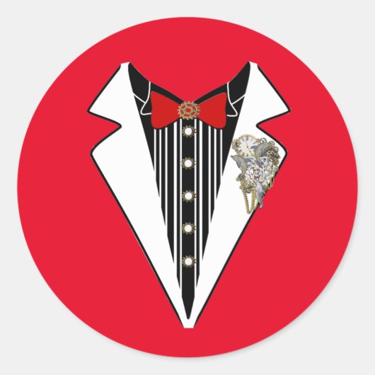 Tuxedo- Steampunk Wedding Ronde Sticker (Voorkant)