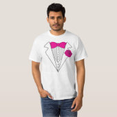 Tuxedo stijl met Pink Bowtie en Pink Rose T-shirt (Voorkant volledig)