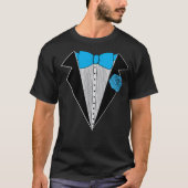 Tuxedo stijl shirt Blue Bowtie & Blue Flower (Voorkant)