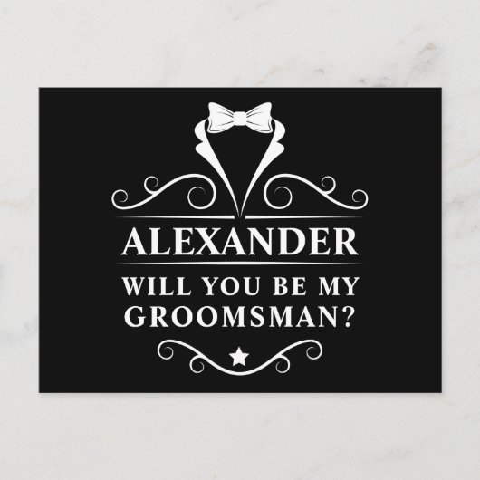 Tuxedo Stropdas zal mijn Groomsman Black zijn Briefkaart (Voorkant)
