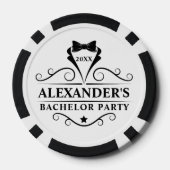 Tuxedo stropdas zwart-wit voor vrijgezellenfeest poker chips (Achterkant)