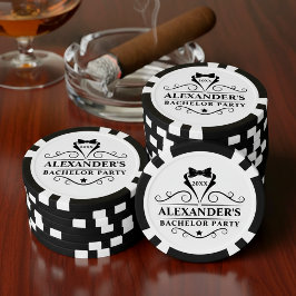 Tuxedo stropdas zwart-wit voor vrijgezellenfeest poker chips