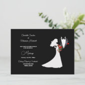 Tuxedo Suit & Bride Silhouette B&W Wedding Kaart (Staand voorkant)