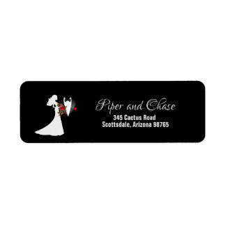 Tuxedo Suit & Bride Silhouette Return-adres Etiket