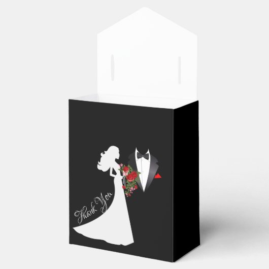 Tuxedo Suit & Bride Silhouette Wedding Bedankdoosjes (Geopend)