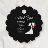 Tuxedo Suit & Bride Silhouette Wedding Bedankjes Labels (Voorkant)