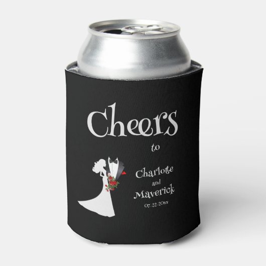 Tuxedo Suit & Bride Silhouette Wedding Blikjeskoeler (Blikje Voorkant)