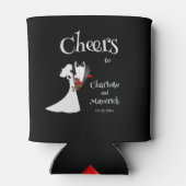 Tuxedo Suit & Bride Silhouette Wedding Blikjeskoeler (Achterkant)