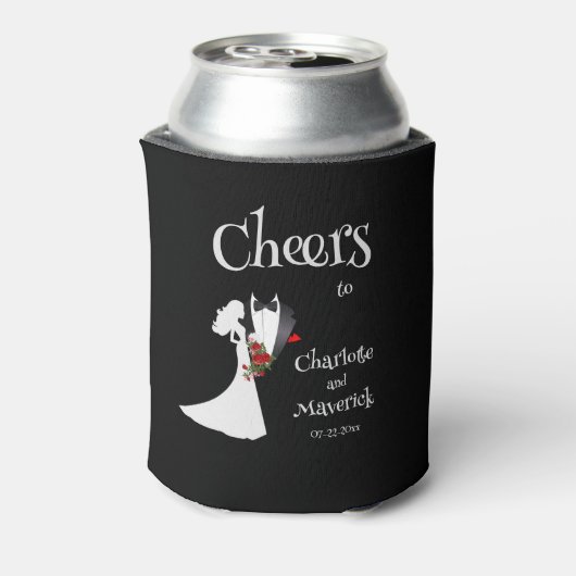 Tuxedo Suit & Bride Silhouette Wedding Blikjeskoeler (Blikje Achterkant)