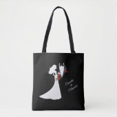 Tuxedo Suit & Bride Silhouette Wedding Favor Tote Bag (Voorkant)