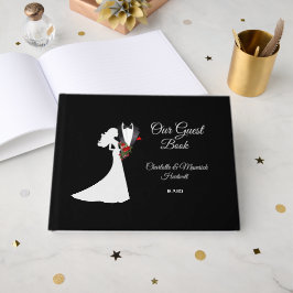 Tuxedo Suit & Bride Silhouette Wedding Gastenboek