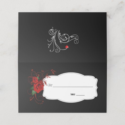 Tuxedo Suit & Bride Silhouette Wedding Plaatskaartje (Buitenkant ongevouwen)