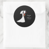 Tuxedo Suit & Bride Silhouette Wedding Ronde Sticker (Tas)