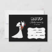 Tuxedo Suit & Bride Silhouette Wedding RSVP Kaartje (Achterkant)