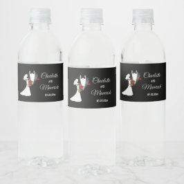 Tuxedo Suit & Bride Silhouette Wedding Waterfles Etiket