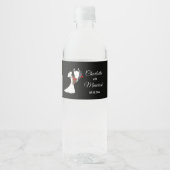 Tuxedo Suit & Bride Silhouette Wedding Waterfles Etiket (Voorkant)